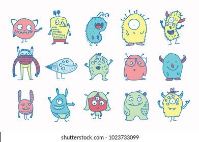 Cute monsters doodles