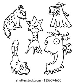 	
Cute monsters doodles set. Funny vector illustration for kids, t-shirt, girls, boys, fashion clothes, fabric, textile