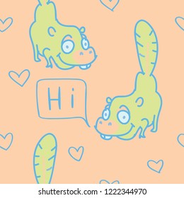 	
Cute monsters. Funny cartoon monster seamless pattern. Hand drawn vector doodle design for girls, boys, kids. Hand drawn children's pattern for fashion clothes, shirt, fabric