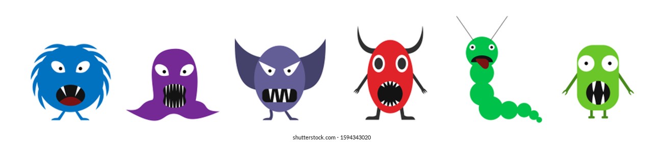 Cute monsters. Cute funny cartoon monsters, Vector
