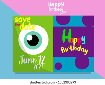 cute monsters happy birthday card