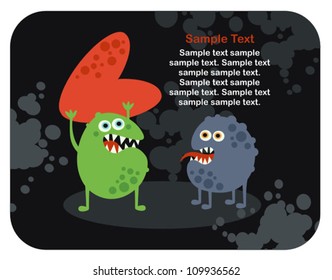 Cute monsters with heart and love. Vector illustration.