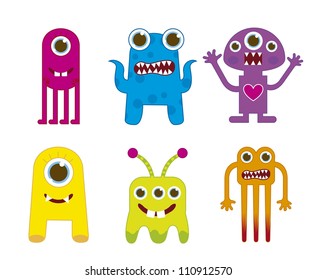 cute monsters isolated over white background. vector illustration