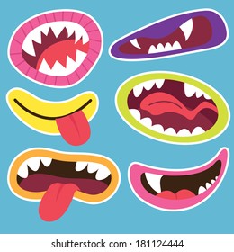 Cute Monsters Mouths Stock Vector (Royalty Free) 181124444 | Shutterstock