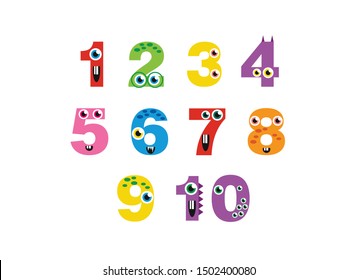 Cute Monsters Numbers Children 1 10 Stock Vector Royalty Free