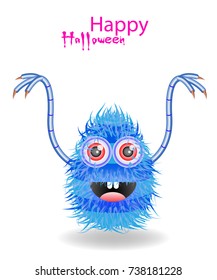 Cute monsters on Halloween. Vector greeting card.