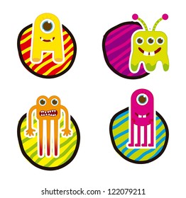 cute monsters over white background. vector illustration