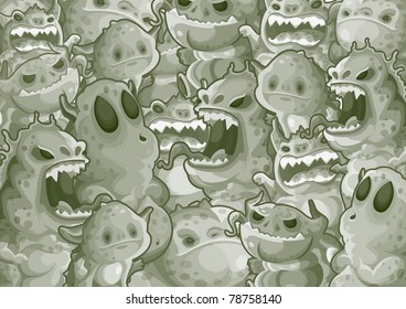 Cute monsters pattern background colorless