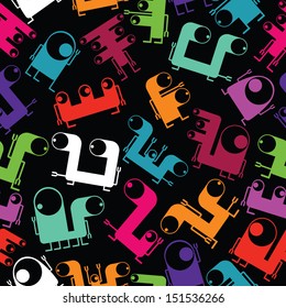 Cute monsters - seamless pattern