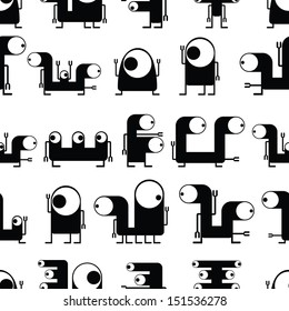 Cute monsters - seamless pattern