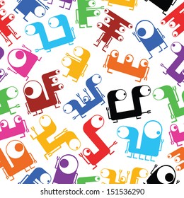 Cute monsters - seamless pattern