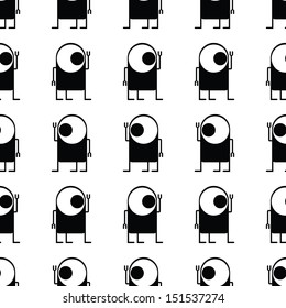 Cute monsters - seamless pattern