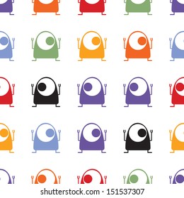 Cute monsters - seamless pattern