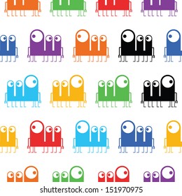 Cute monsters - seamless pattern