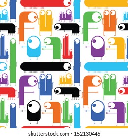 Cute monsters - seamless pattern