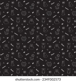 Cute monsters seamless pattern. Cartoon monsters background. Vector illustration.