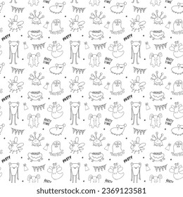 Cute monsters seamless pattern. Cartoon monsters background. Vector illustration.