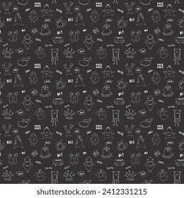 Cute monsters seamless pattern. Cartoon monsters background. Vector illustration.