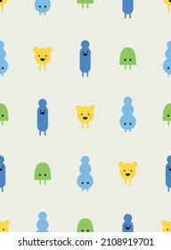 Cute monsters seamless pattern design. Vector illustration.