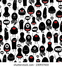 Cute monsters seamless pattern for Halloween, scrapbooking, print