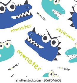 Cute monsters seamless pattern. Vector illustration