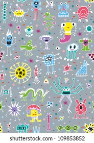 Cute Monsters Seamless Patterns