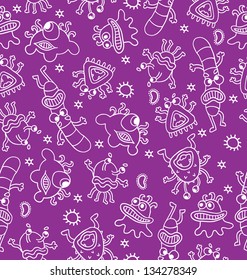 Cute monsters seamless. Vector illustration.