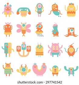 cute monsters set in flat design 