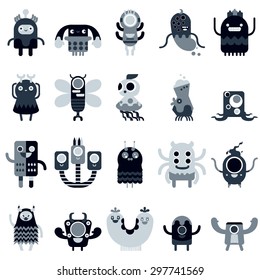 cute monsters set in flat design 