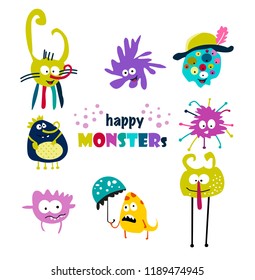 cute monsters. Set. illustration vector