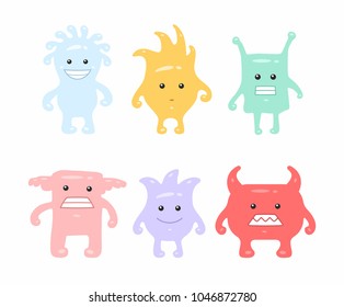 Cute Monsters Set. isolated on white background