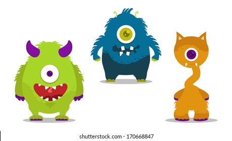 cute monsters set with one eye