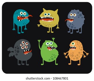 Cute monsters set. Vector illustration.