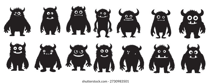 süße Monster Silhouette Vektorgrafik