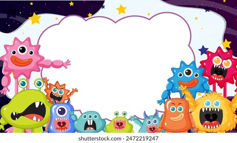 Cute monsters with a space background