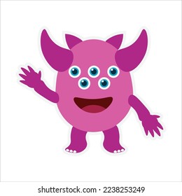 Cute Monsters Sticker Cartoon Design