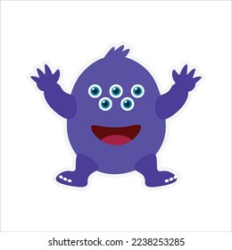 Cute Monsters Sticker Cartoon Design