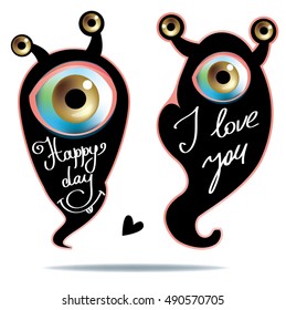 cute monsters typography posters. Lettering. I love you