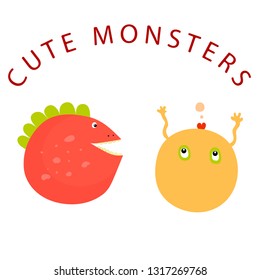 Cute monsters vector illustration. Print design for poster or t-shirt