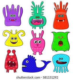 Cute Monsters. Vector set.