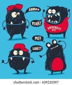 cute monsters vector set for t shirt design