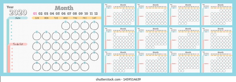 Cute monthly planner for 2020