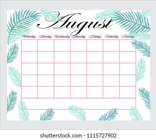 Cute Monthly Planner with flowers, to do list, notes, printable, vector