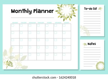 Cute Monthly Planner Flowers Do List Stock Illustration 1786152767