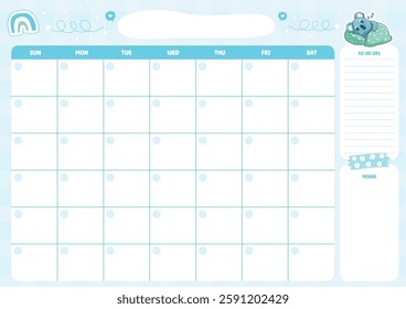 Cute monthly planner pastel color