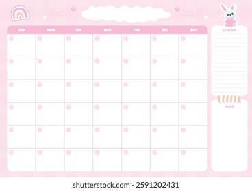 Cute monthly planner pastel color