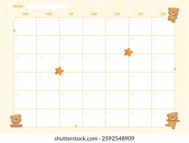 Cute monthly planner pastel color