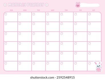 Cute monthly planner pastel color