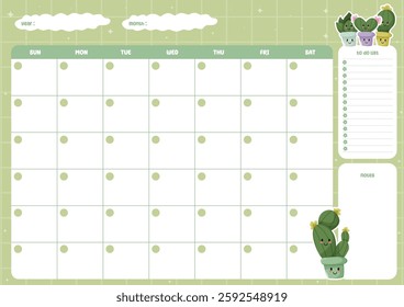 Cute monthly planner pastel color