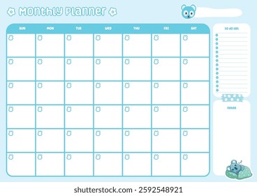 Cute monthly planner pastel color